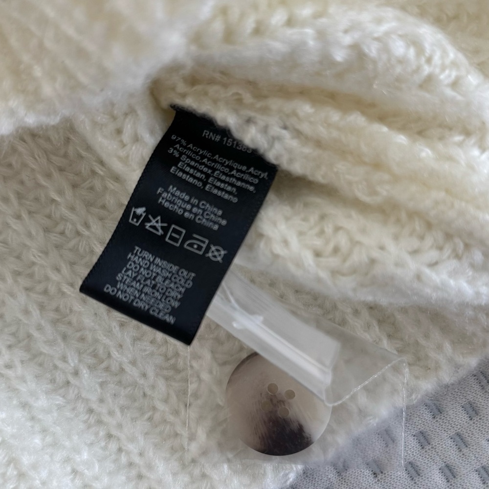 Anthropologie Current Air Women's Ivory Knit Puff Sleeve Cardigan Sweater NEW - Picture 8 of 8